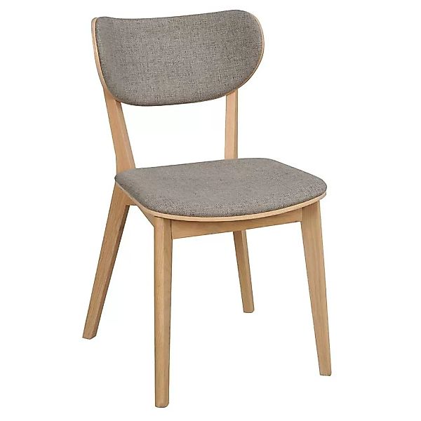 Stühle aus Eiche Massivholz Webstoff Bezug in Hellgrau (2er Set) günstig online kaufen