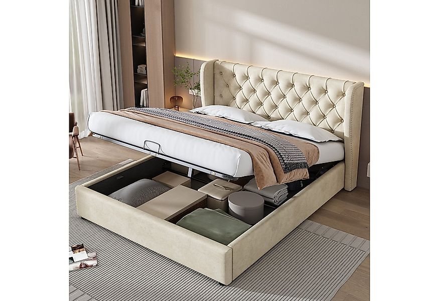 STILVORA Polsterbett Doppelbett 160×200 mit Bettkasten,Hydraulisches Bett m günstig online kaufen