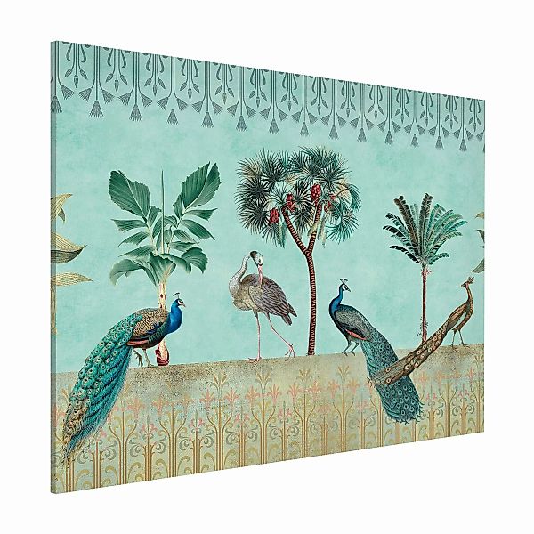 Magnettafel Tiere Vintage Collage - Tropische Vögel mit Palmen günstig online kaufen