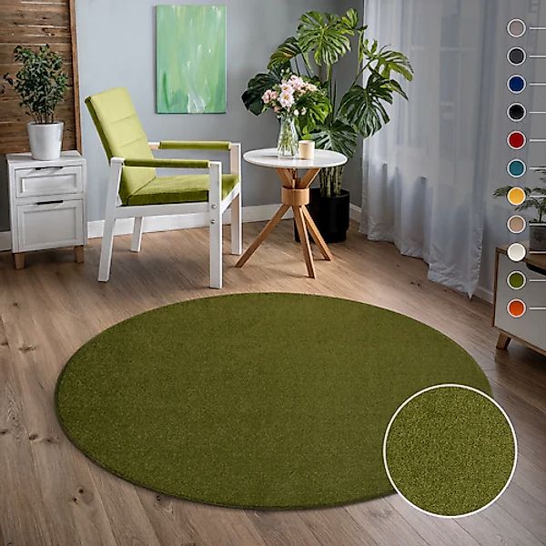 Sanat Teppich »Uni« rund 13 mm Höhe robuster Kurzflorteppich, große Farbaus günstig online kaufen