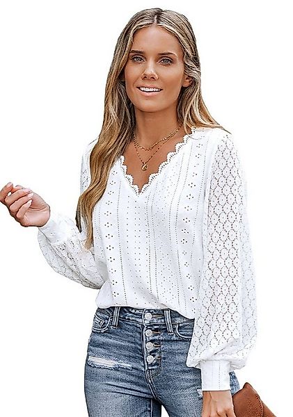 Cupshe Blusentop Langarm Top mit Spitze Entspannte Passform günstig online kaufen