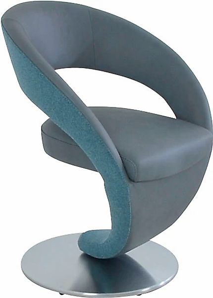 K+W Komfort & Wohnen Drehstuhl "Wave", Leder CLOUD-Lodenstoff, Design-Drehs günstig online kaufen