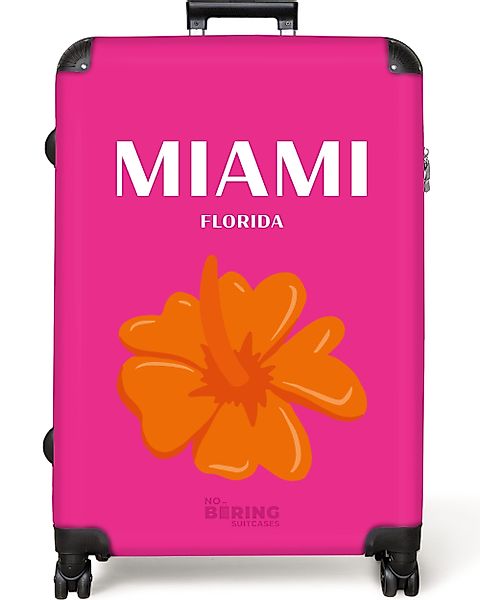 NoBoringSuitcases.com© Hartschalen-Trolley Rosa mit Miami Florida günstig online kaufen