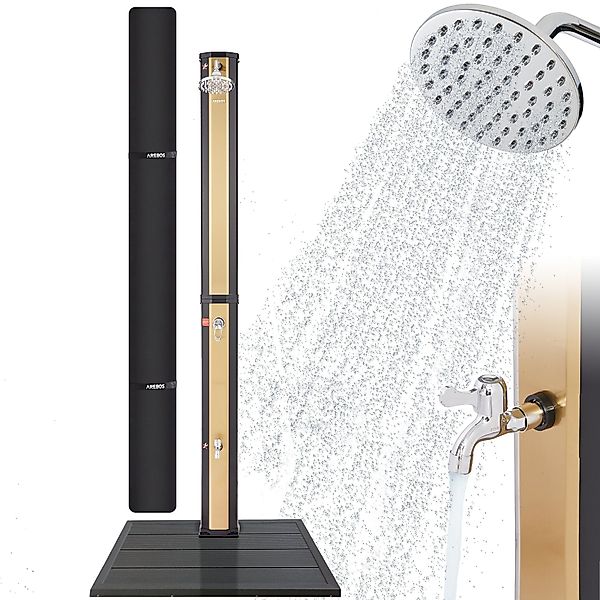 Arebos Solardusche 35L mit Handbrause&Thermometer Schwarz/golden günstig online kaufen