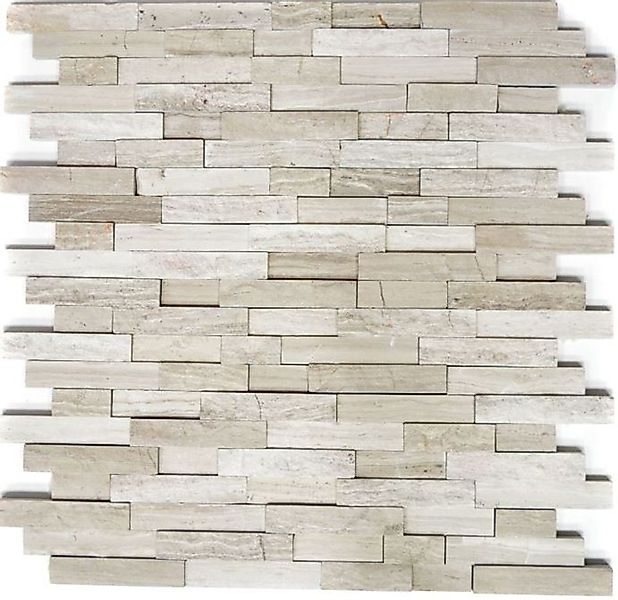 Mosani Mosaikfliesen Splitface Marmor Mosaik Steinwand Naturstein Brick hel günstig online kaufen
