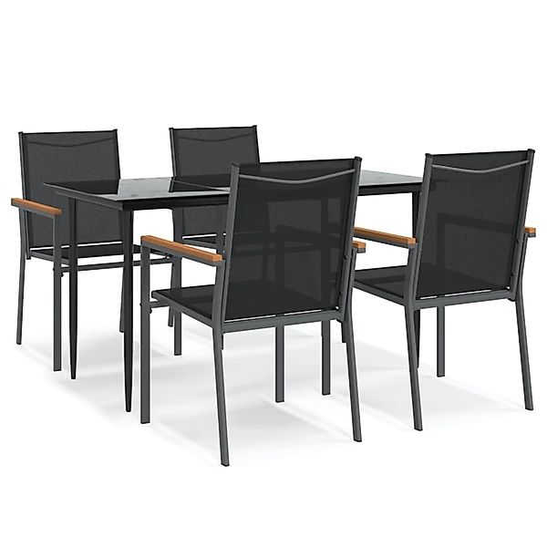 vidaXL 5-Tlg Garten-Essgruppe Schwarz Textilene und Stahl 3187035 günstig online kaufen