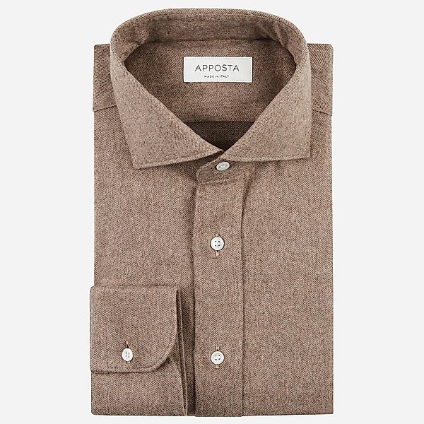 Hemd  einfarbig  braun flanell oxford doppelt gezwirnt, kragenform  niedrig günstig online kaufen