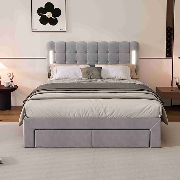 BlingBin Polsterbett 140x200cm Veloursbett Stauraumbett ohne günstig online kaufen