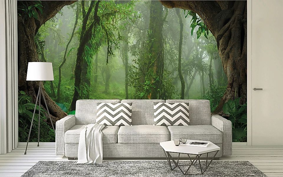 Fototapete Regenwald Dschungel Grün Braun 3,50 m x 2,55 m FSC® günstig online kaufen