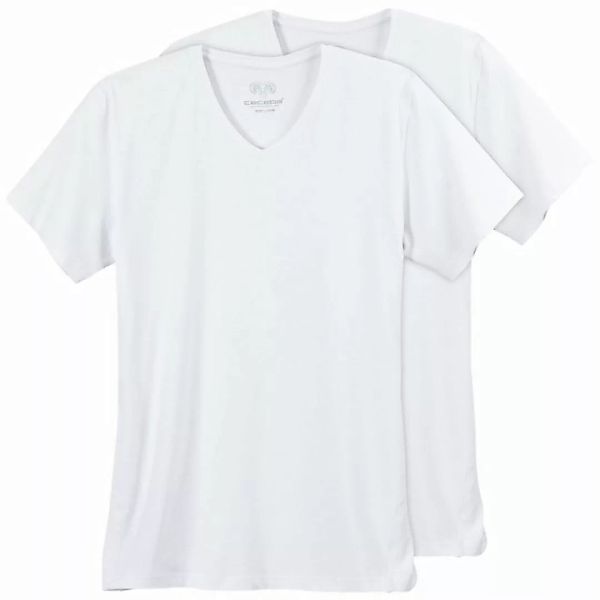 CECEBA V-Shirt Große Größen V-Neckb Herren T-Shirt 2er-Pack weiß Konvexschn günstig online kaufen