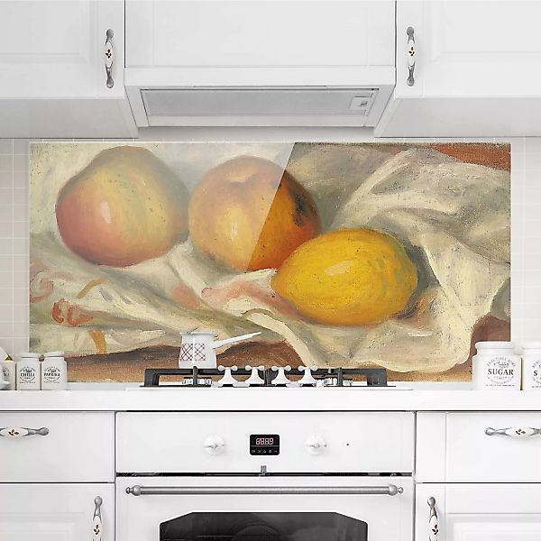 Glas Spritzschutz Gemüse & Obst - Querformat 2:1 Auguste Renoir - Äpfel und günstig online kaufen