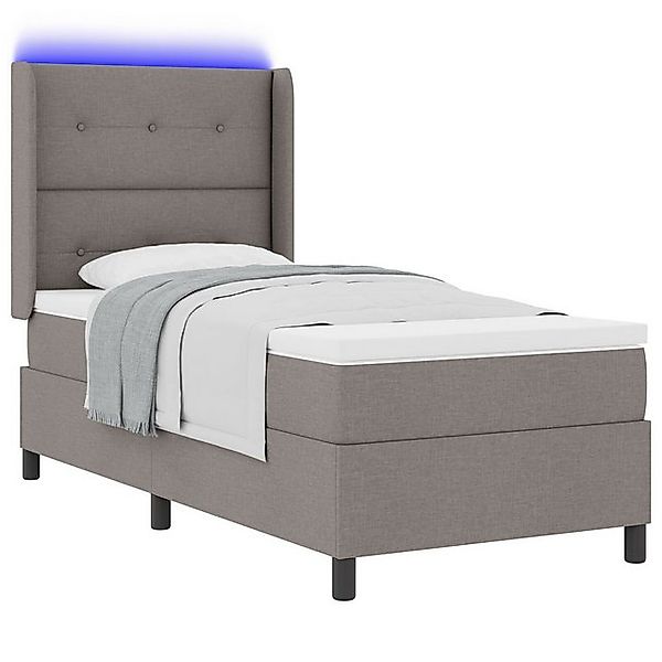 vidaXL Bett Boxspringbett mit Matratze & LED Taupe 100x200 cm Stoff (1-tlg) günstig online kaufen