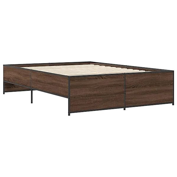 vidaXL Bettgestell Braun Eichen-Optik 140x190 cm Holzwerkstoff Metall 32799 günstig online kaufen
