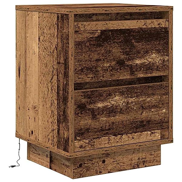 vidaXL Nachttisch mit LED-Leuchten Altholz-Optik 38x34x50 cm 861297 günstig online kaufen