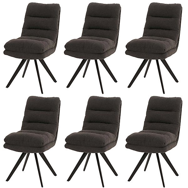 MCW Esszimmerstuhl G66 Boucle 6er-Set Dunkelgrau günstig online kaufen
