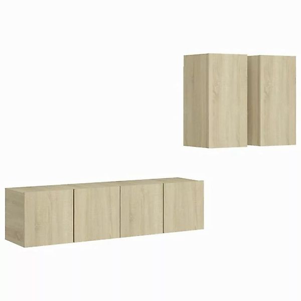 furnicato TV-Schrank 4-tlg. TV-Schrank-Set Sonoma-Eiche Holzwerkstoff (1-St günstig online kaufen