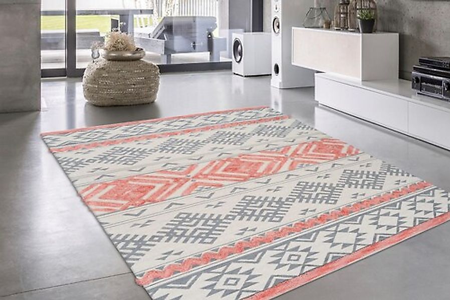 my home Teppich »Darius«, rechteckig, 10 mm Höhe, Hoch-Tief, Pastell, Wohnz günstig online kaufen