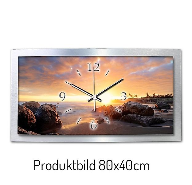 Kreative Feder Funkwanduhr 3D Designer-Wanduhr „Felsen am Strand“ aus gebür günstig online kaufen