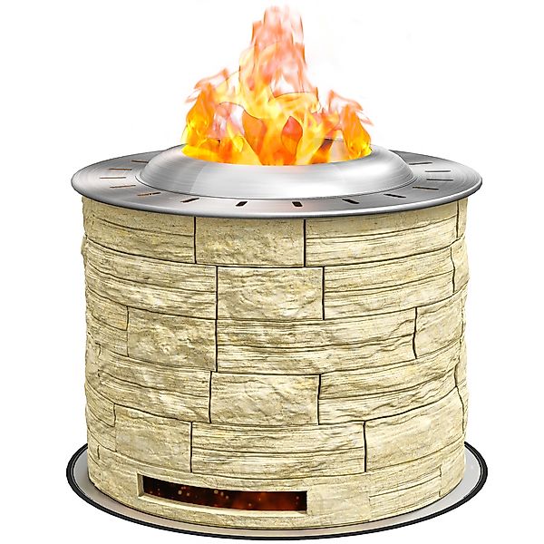 Outsunny Feuerschale  Holzbrennende Feuerstelle & Tischfeuer mit Bodenschut günstig online kaufen