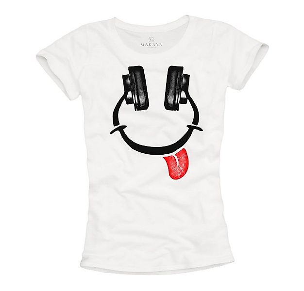 MAKAYA Print-Shirt Damen Freche Musik Motive Frauen Kopfhörer Aufdruck Top günstig online kaufen