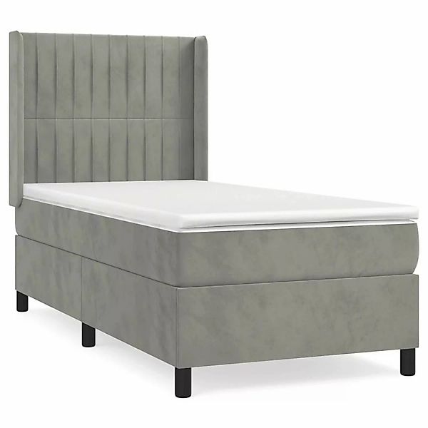 vidaXL Boxspringbett mit Matratze Hellgrau 90x200 cm Samt1357156 günstig online kaufen