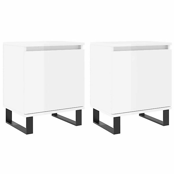 vidaXL Nachttische 2 Stk Hochglanz-Weiß 40x30x50 cm Holzwerkstoff Modell 1 günstig online kaufen