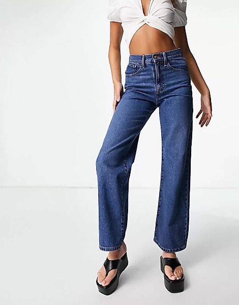 Only – Hope – Jeans mit weitem Bein in Mittelblau günstig online kaufen