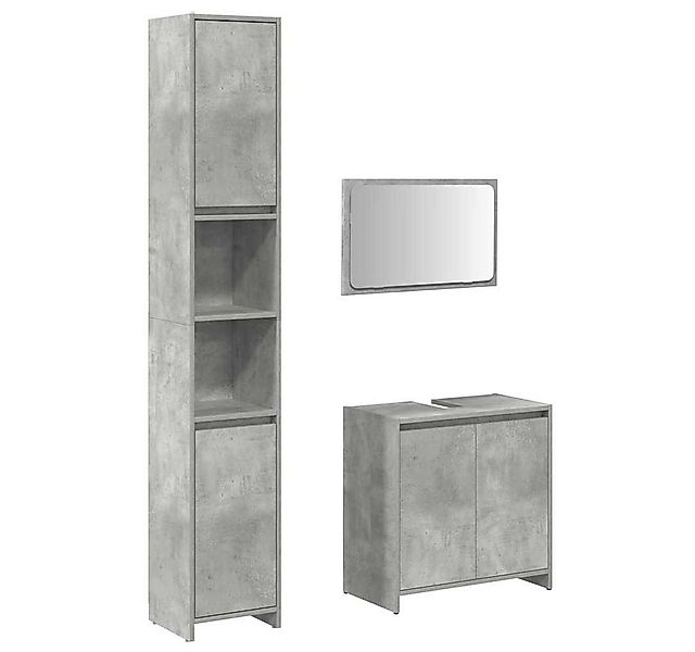 vidaXL Badezimmer-Set 3-tlg. Badmöbel-Set Betongrau Holzwerkstoff, (1-St) günstig online kaufen