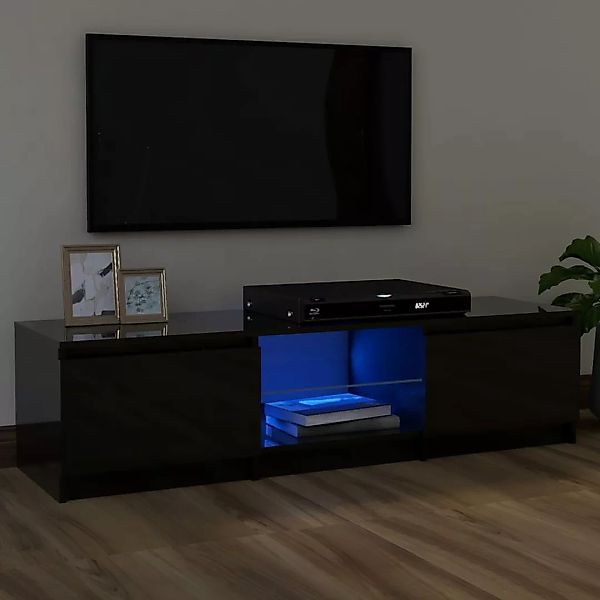 Tv-schrank Mit Led-leuchten Hochglanz-schwarz 120x30x35,5 Cm günstig online kaufen