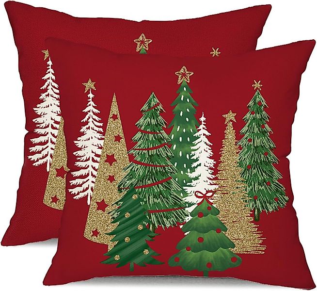 Coonoor Kissenbezug 2-teiliges Set Weihnachts-Kissenbezüge, 45×45 günstig online kaufen