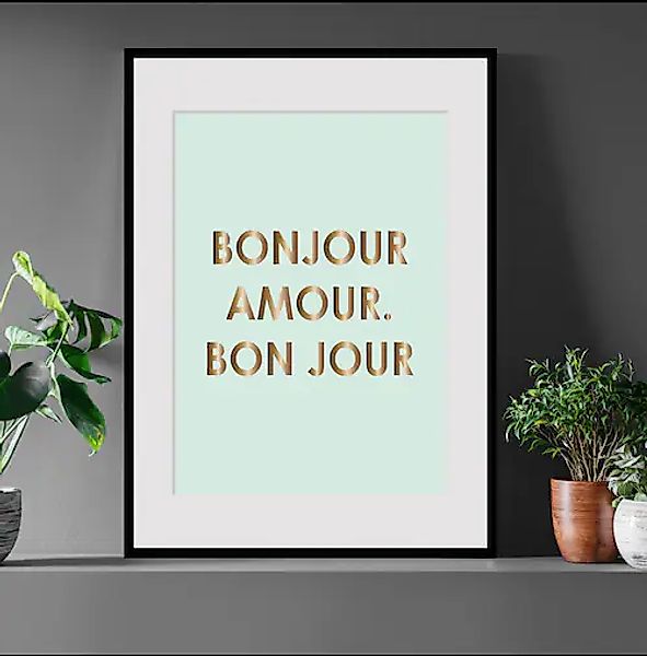 queence Bild »BONJOUR«, Sprüche & Texte, Spruch, gerahmt günstig online kaufen