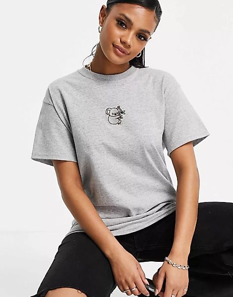New Love Club – Oversize-T-Shirt in Grau mit Koala-Stickerei günstig online kaufen