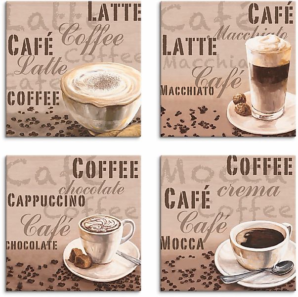 Artland Leinwandbild "Milchkaffee Latte MacchiatoChocolate" Getränke 4 Stk. günstig online kaufen