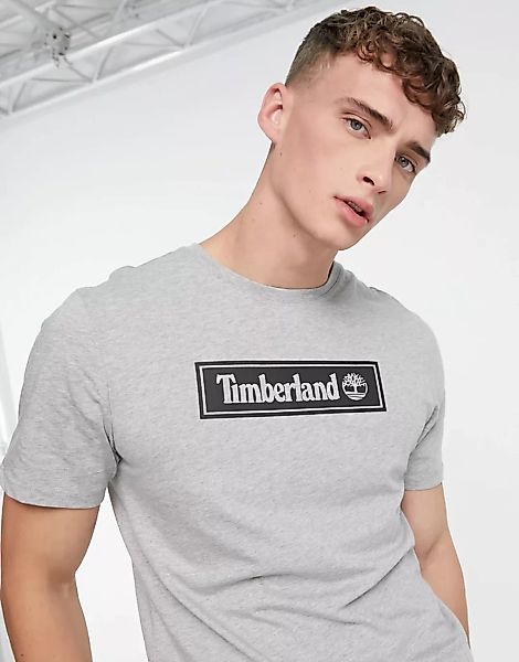 Timberland – Linear – Logo-T-Shirt in Grau günstig online kaufen