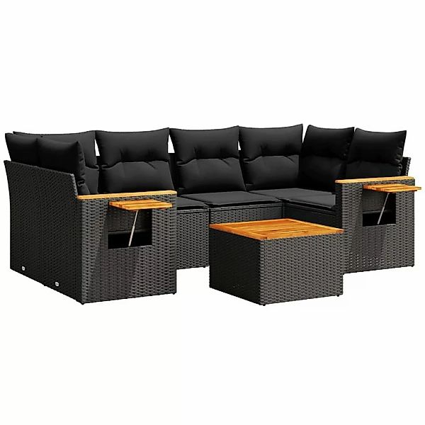 vidaXL 7-tlg Garten-Sofagarnitur mit Kissen Schwarz Poly Rattan Modell 249 günstig online kaufen