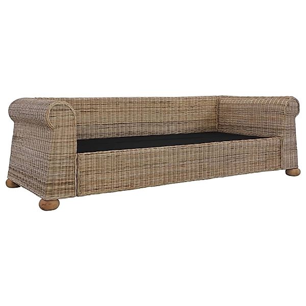 vidaXL 3-Sitzer-Sofa mit Kissen Natur Rattan günstig online kaufen