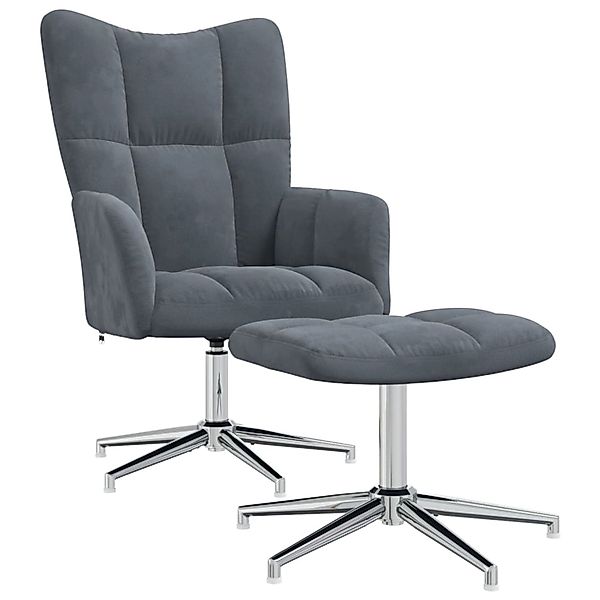 vidaXL Relaxsessel mit Hocker Dunkelgrau Samt Modell 8 günstig online kaufen