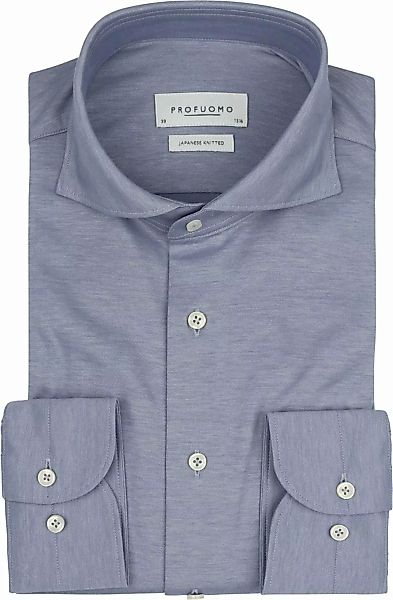 Profuomo Japanese Knitted Hemd Melange Blau - Größe 38 günstig online kaufen