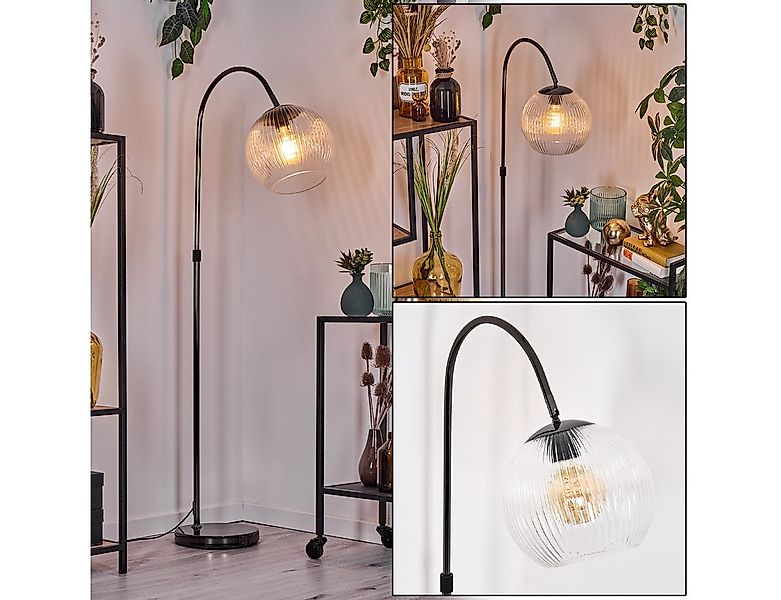 hofstein Stehlampe Stehlampe aus Metall/Riffelglas in Schwarz/Chrom/Klar im günstig online kaufen