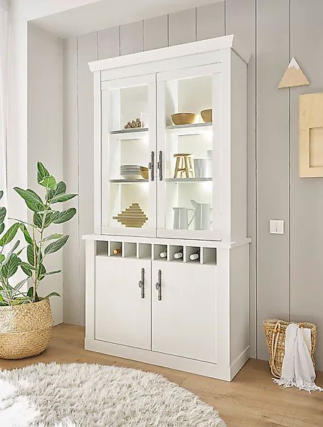 Home affaire Vitrine »RAVENNA«, im romantischen Landhausstil, Griffe aus Me günstig online kaufen