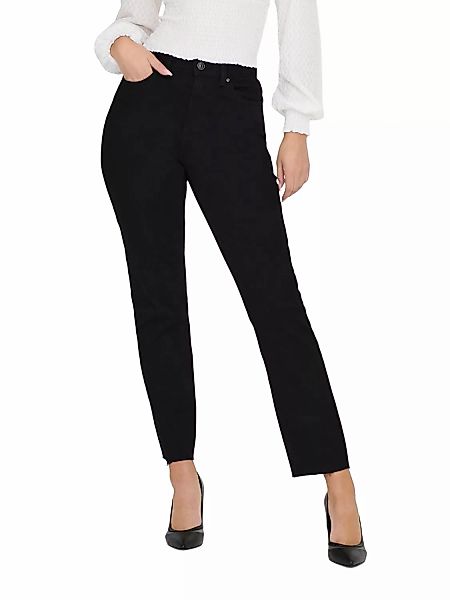 Only Damen Jeans ONLEMILY HW STR CRP ANK RAW MAE034 - Straight Fit - Schwar günstig online kaufen