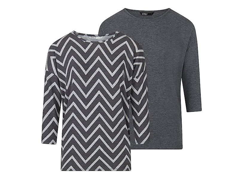 ONLY T-Shirt Damen Top ONGLAMOUR Regular Fit 3/4 Ärmel (2-tlg) Basic 3/4 Ar günstig online kaufen