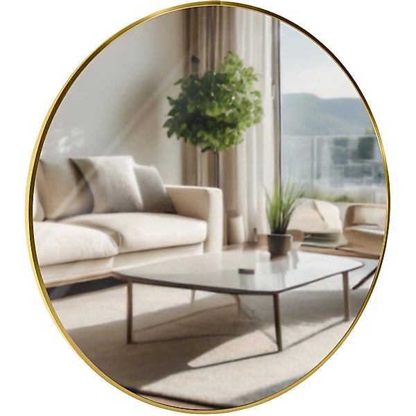 DELUKE Wandspiegel GDANSK Metall Gold Glanz 80x3x80cm Runder Spiegel Wand H günstig online kaufen