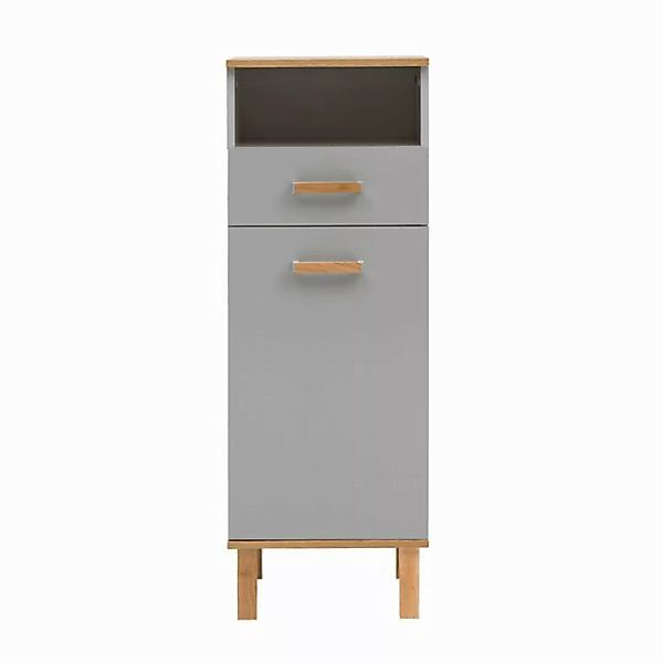 Lomadox Midischrank PERM-80 grau mit Eiche Landhaus Nb. 40,4/114,5/35 cm günstig online kaufen