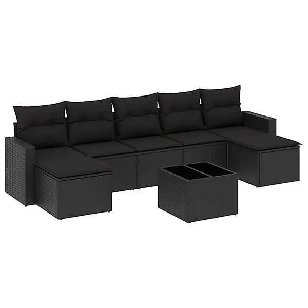 vidaXL 8-Tlg Garten-Sofagarnitur mit Kissen Schwarz Poly Rattan 3251682 günstig online kaufen