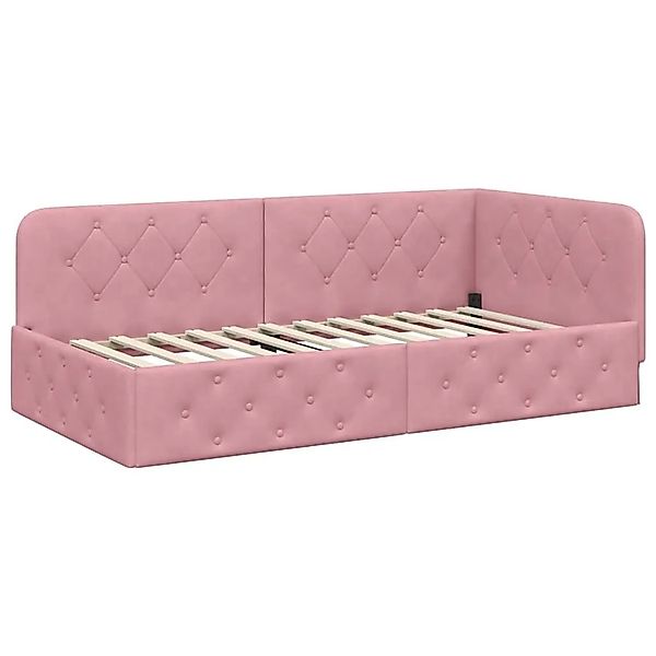 vidaXL Eckbettgestell mit Kopfteil Rosa 100 x 200 cm Samt 42016546 günstig online kaufen