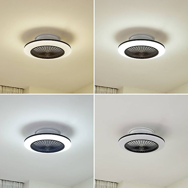Lindby LED-Deckenventilator Mamuti, schwarz, leise, Ø 55 cm günstig online kaufen