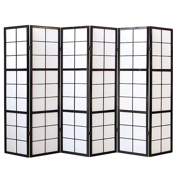Homestyle4u 6-tlg. Paravent Shoji in Schwarz 264x175 cm 284 günstig online kaufen