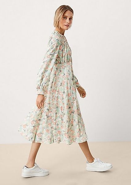 s.Oliver Midikleid Kleid mit Allovermuster Raffung günstig online kaufen