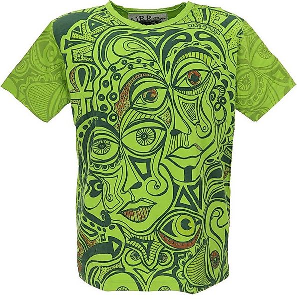 Guru-Shop T-Shirt Mirror T-Shirt - Faces/grün Goa Style, Festival, alternat günstig online kaufen